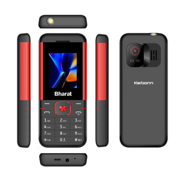 JioBharat K1 Karbonn 4G Keypad Phone with JioCinema, JioSaavn, JioPay (UPI), Long Lasting Battery, LED Torch, Digital Camera, White & Red, Locked for JioNetwork